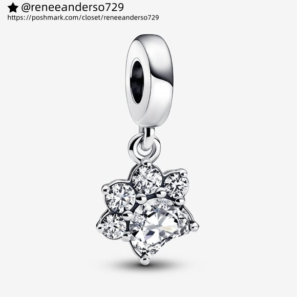 Pandora Sparkling Pet Paw Print Dangle Charm - Picture 1 of 5